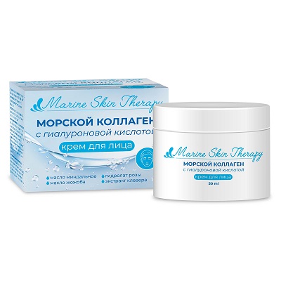 Коллаген морской с гиалуроновой кислотой крем для лица MARINE SKIN THERAPY, банка 50 мл
